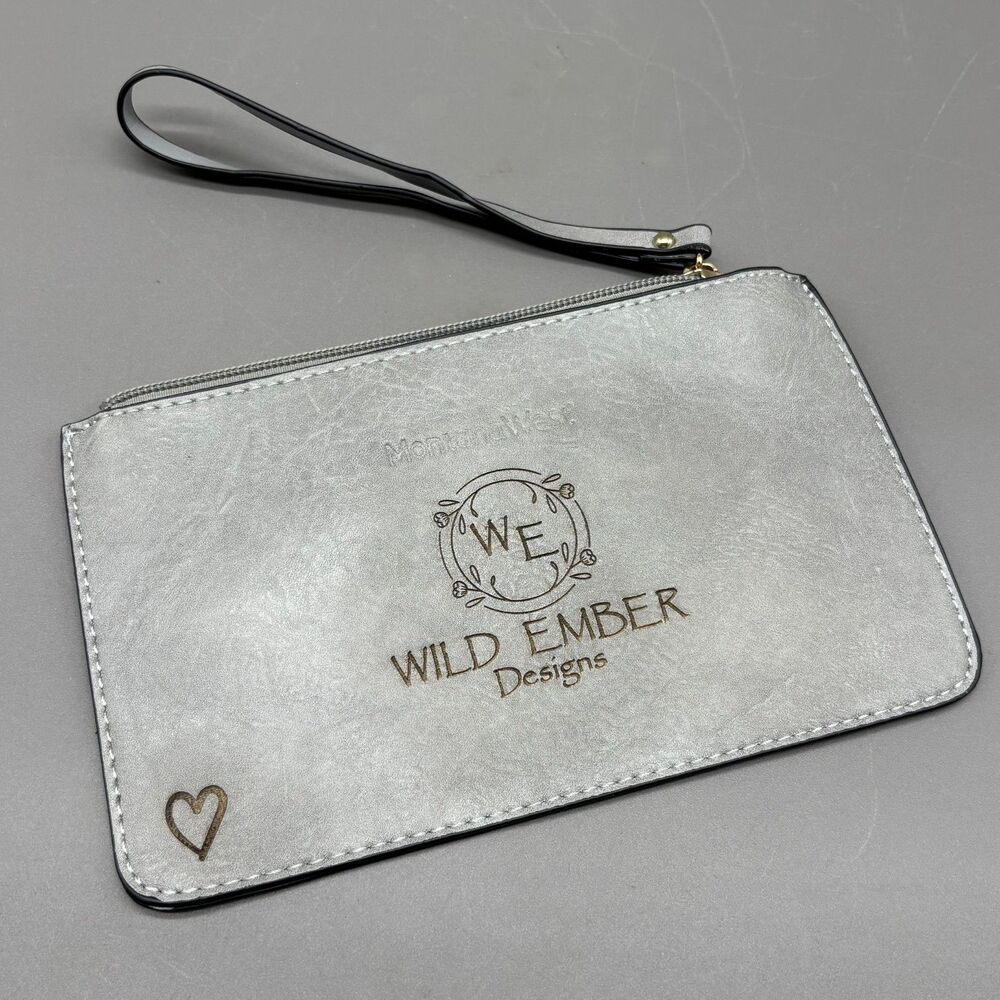 Montana West Gray Wristlet Pouch Clutch Wallet Wild Ember Designs Engraved